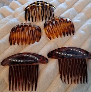 Tortoiseshell Hair Combs Set,3